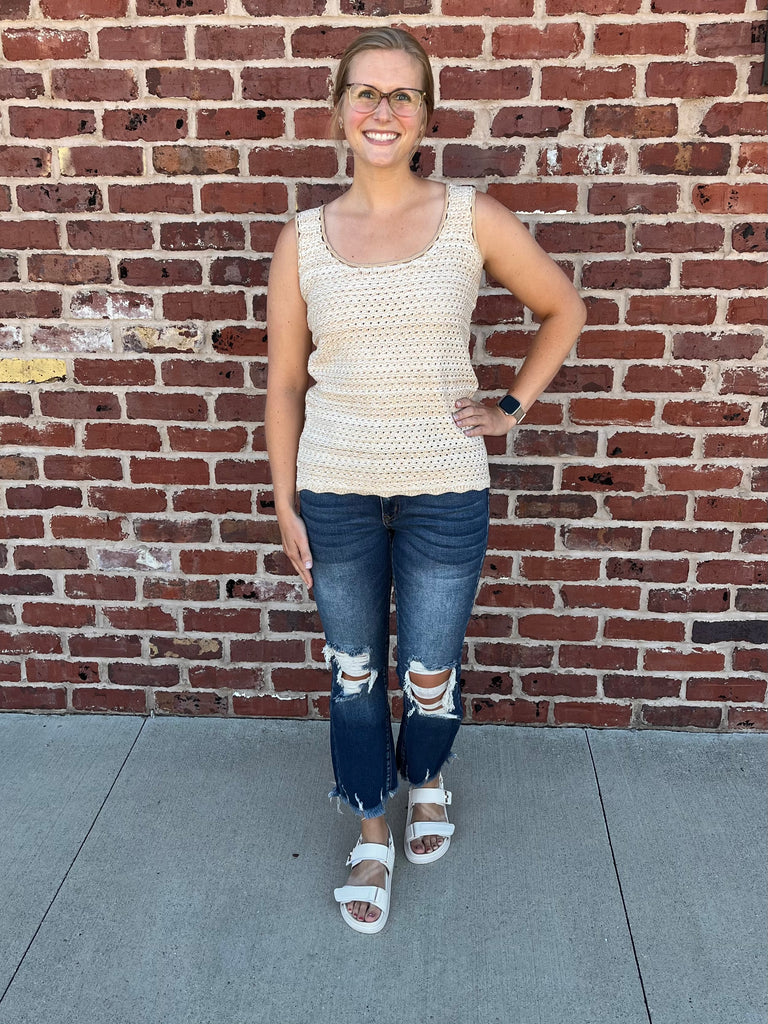 Vaeda Crochet Tank - Mocha