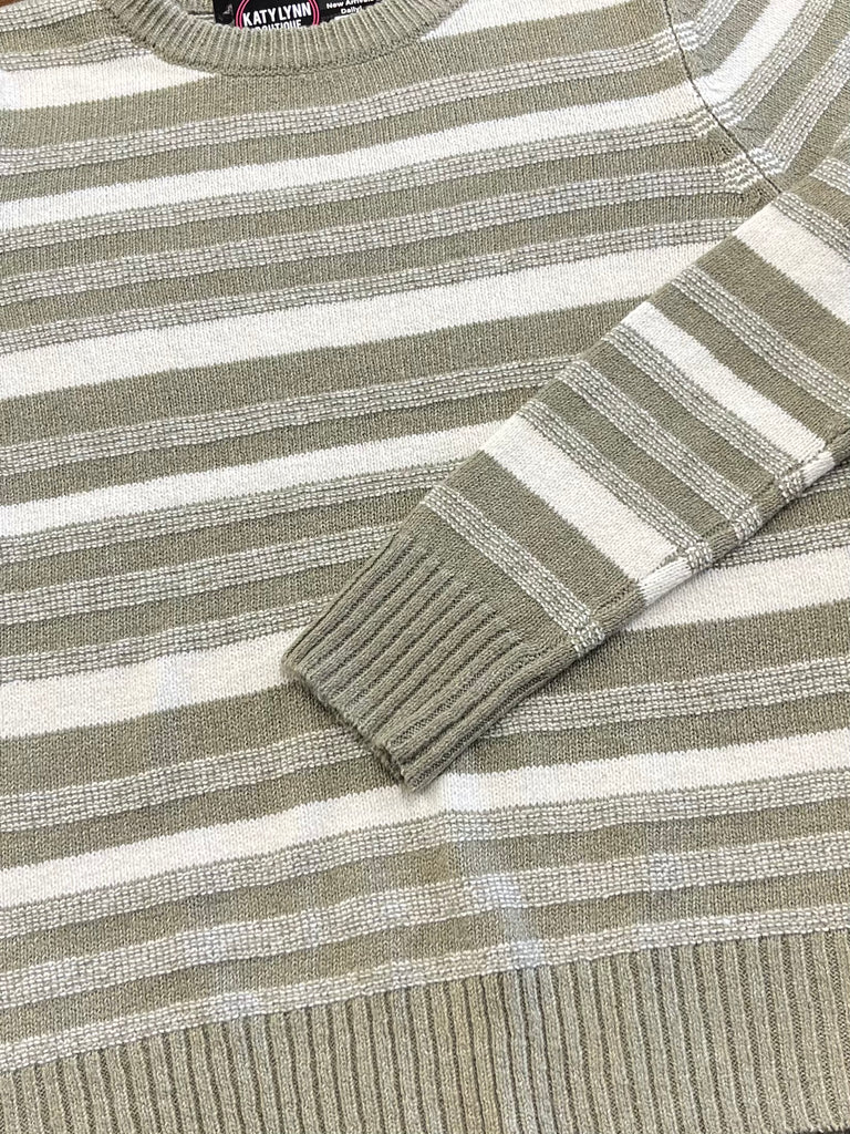 Corina Striped Sweater - Sage/Cream