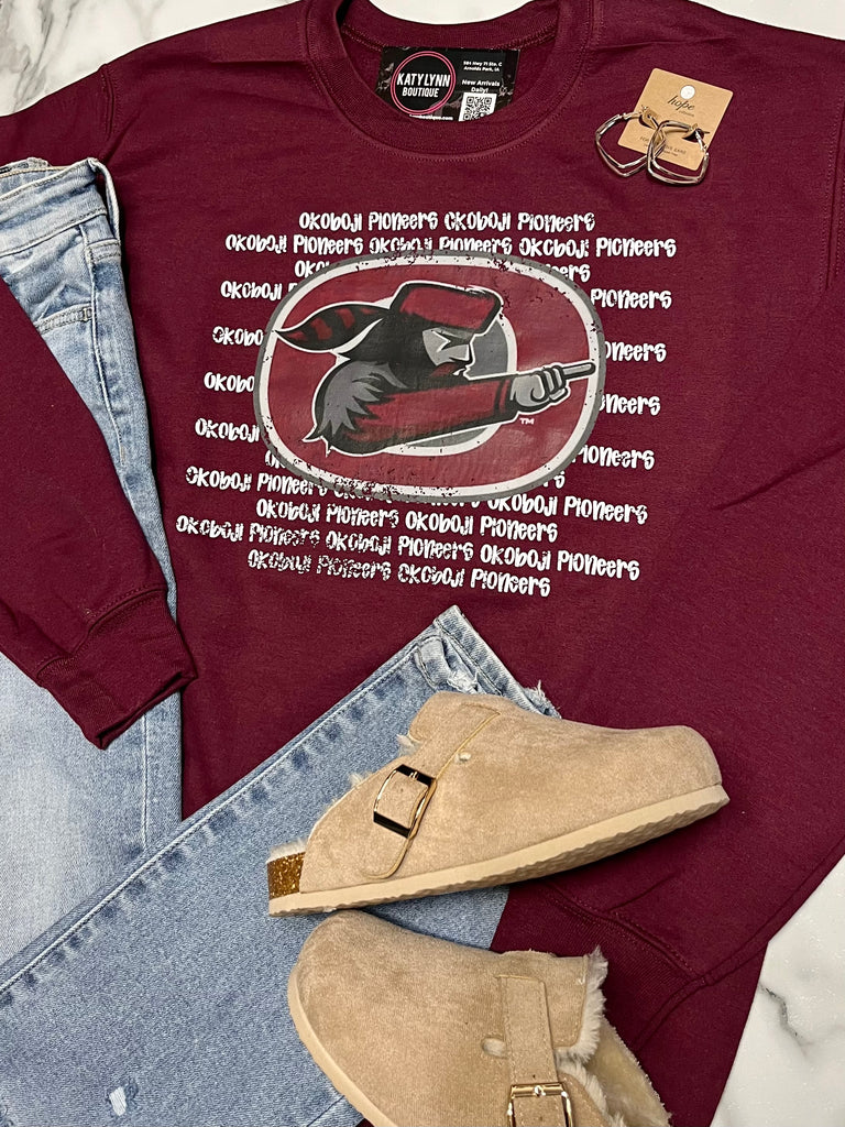 Okoboji Pioneers Multi-Logo Sweatshirt - Maroon