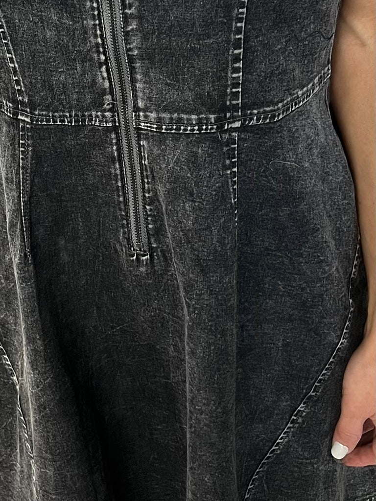 Abby Acid-Wash Charcoal Dress