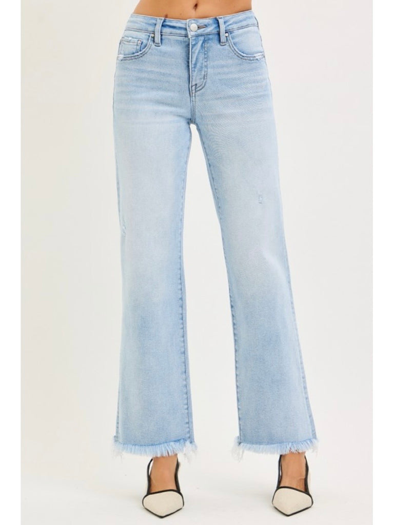 Holly Mid-Rise Light-Wash Straight Denim