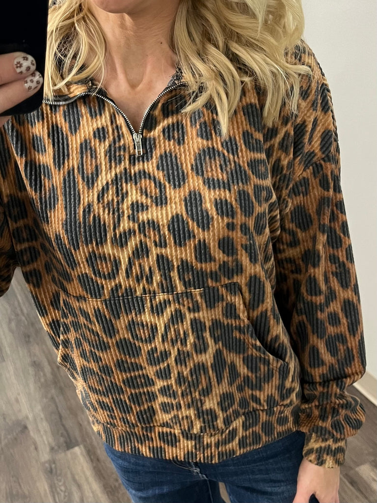 Callen Leopard Print 1/4 Zip