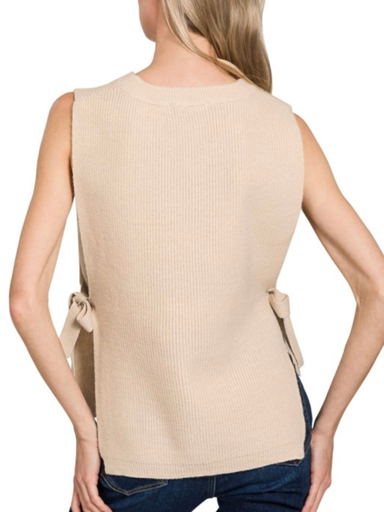 Lauren Side-Tied Sweater Vest - Latte