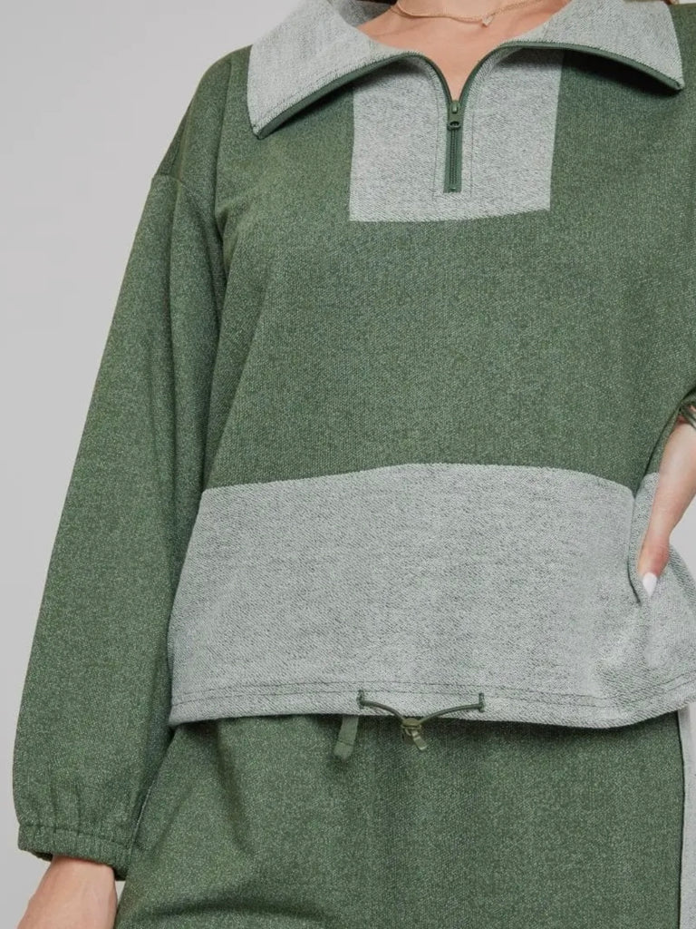 Britta 1/4 Zip Top - Pesto