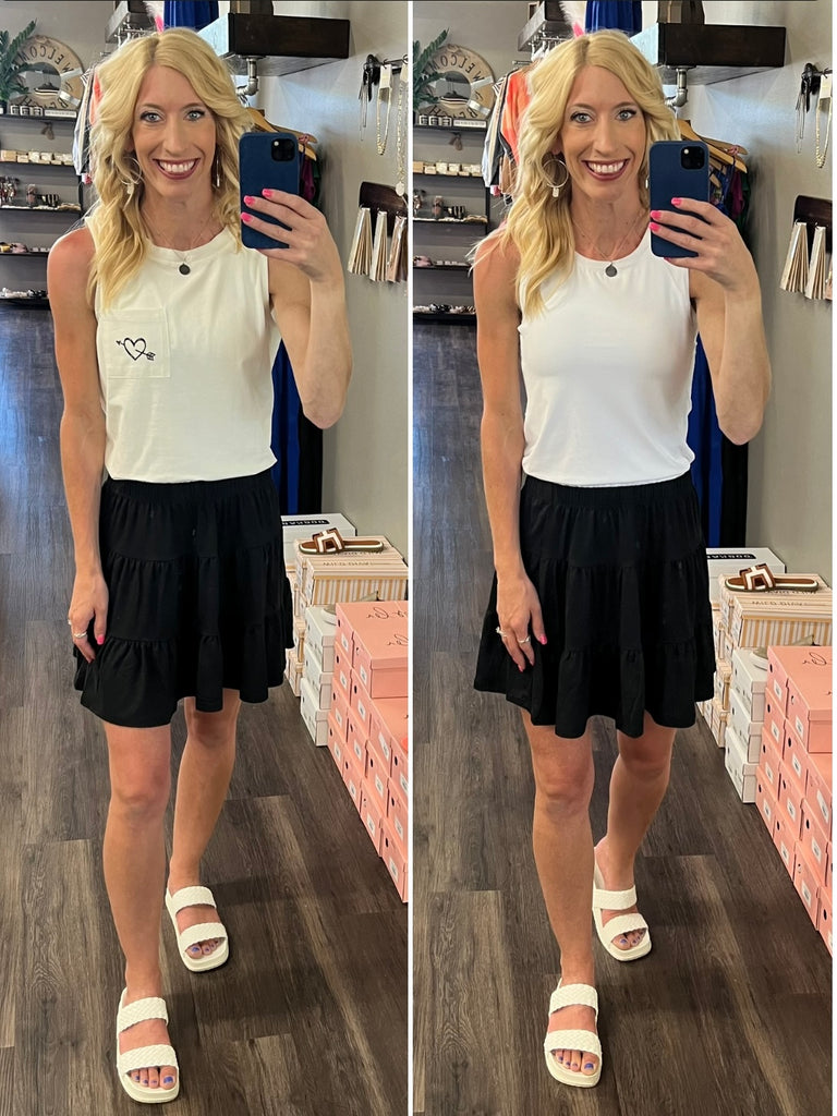 Renlee Butter-Soft Tiered Skirt - Black