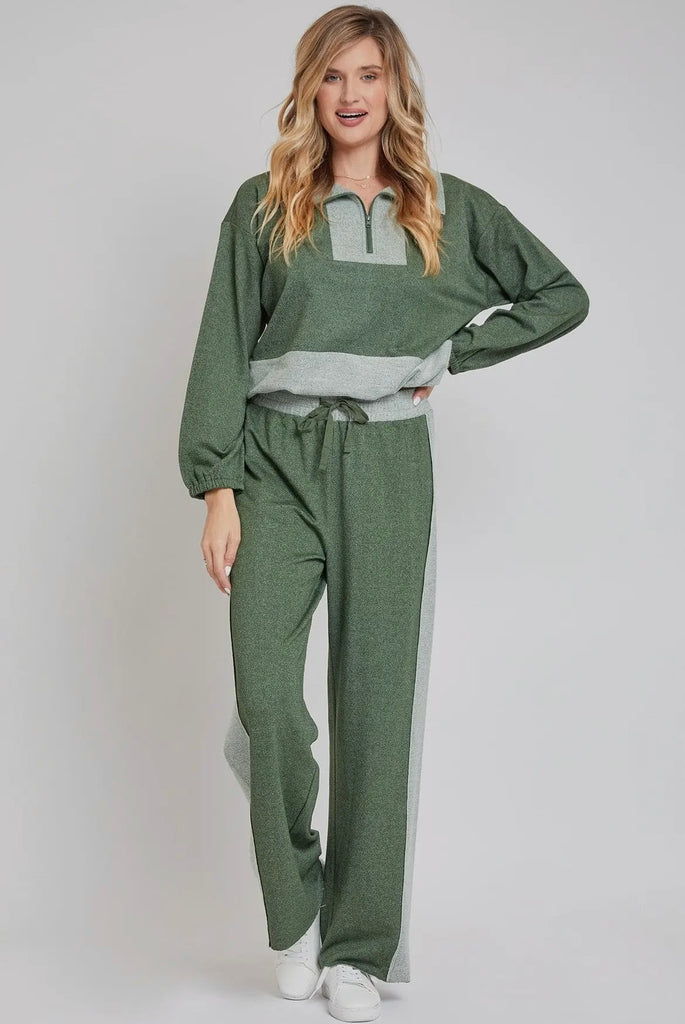 Britta Wide Leg Lounge Pant - Pesto