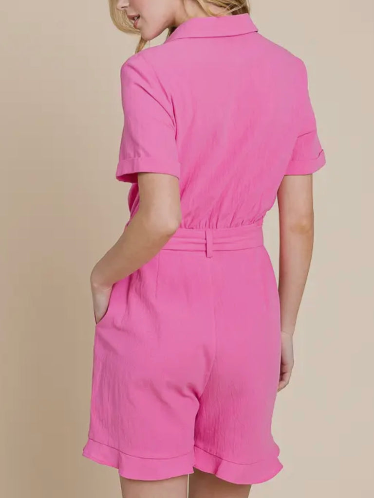 Lauren Tied Romper-Pink