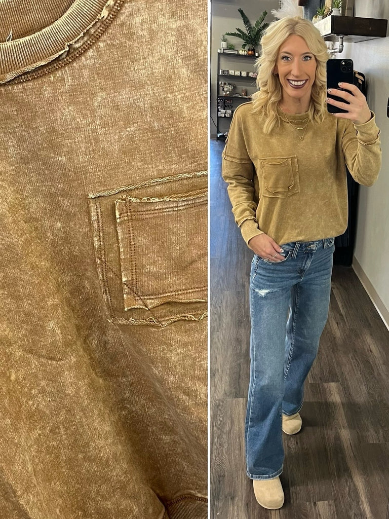 Sara Mineral-Wash Long Sleeve - Camel