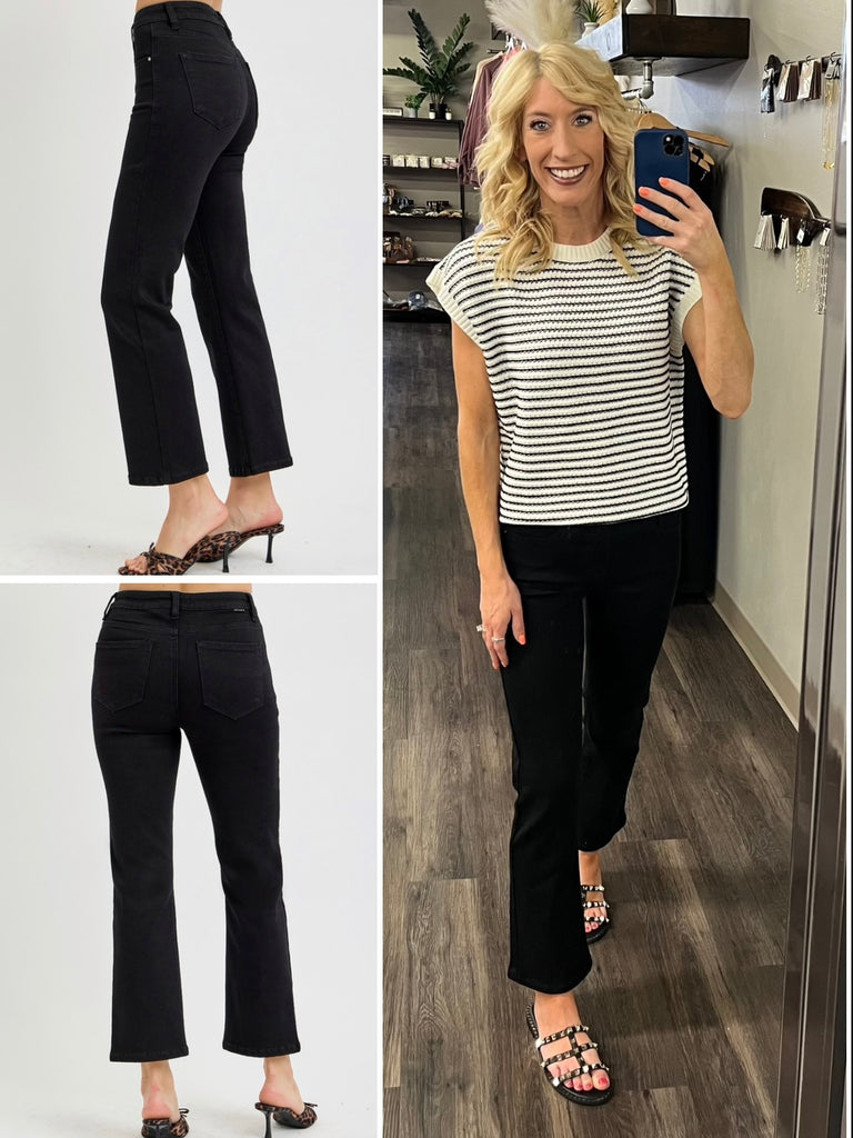 Michelle Black Straight Crops