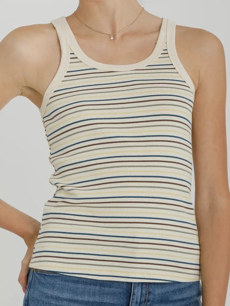 Clarissa Striped Tank - Teal Multi