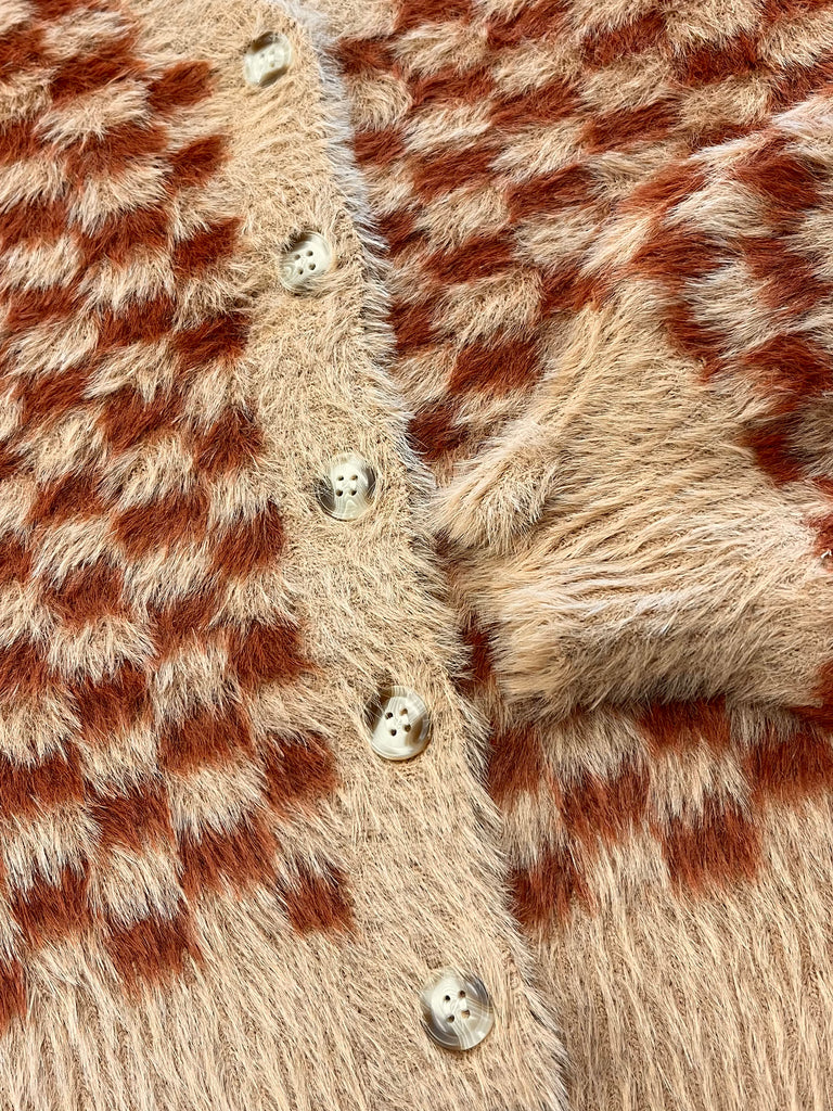 Melany Checker Fuzzy Cardigan