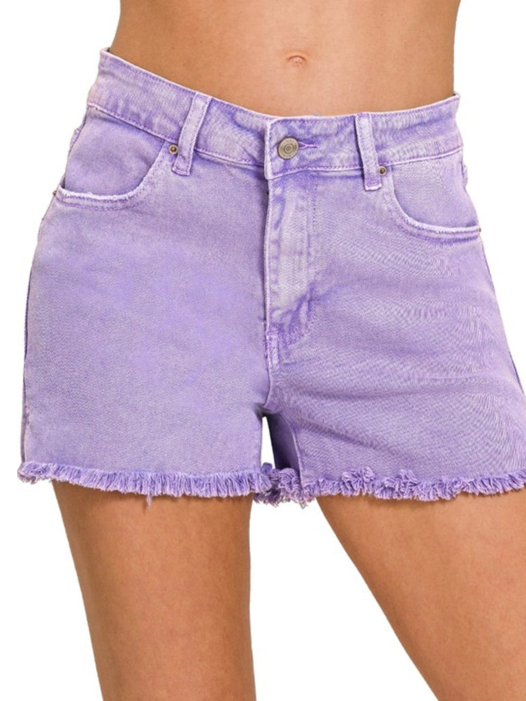 Evie Raw Hem Shorts - Lilac