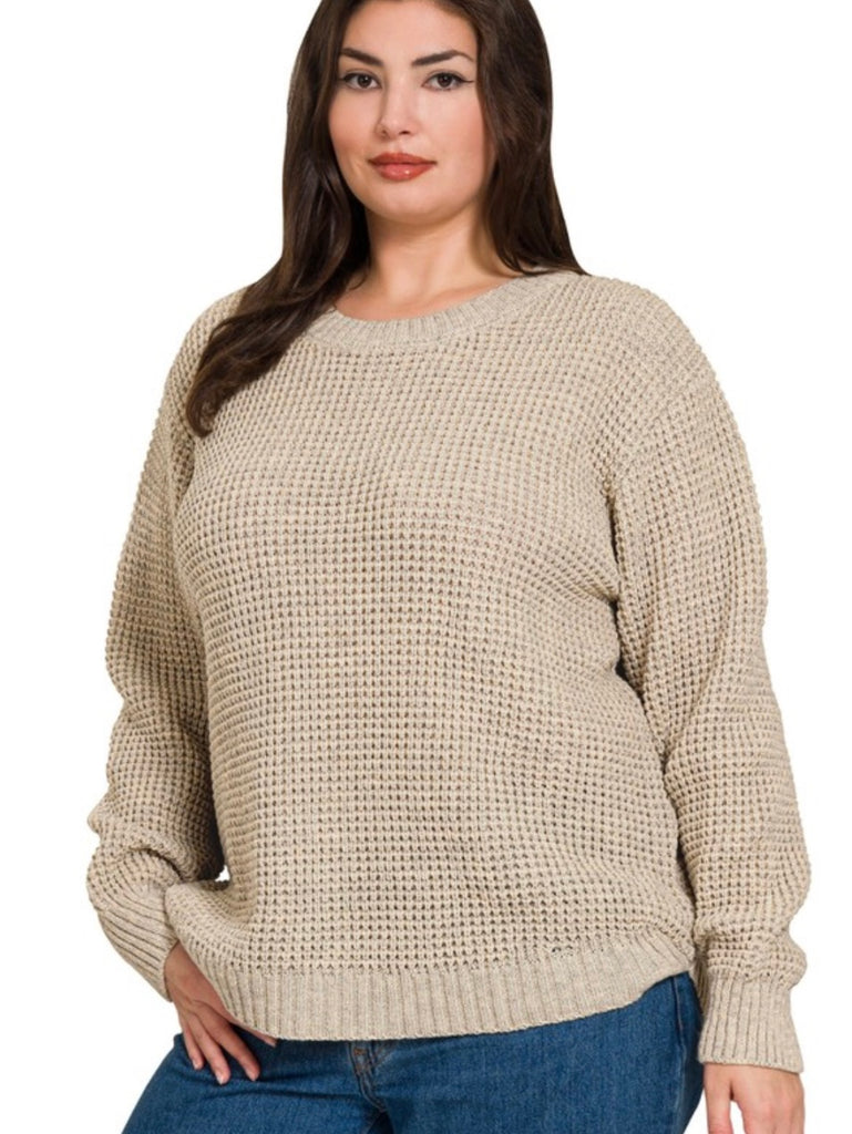 Terri Waffle Knit Sweater - Latte