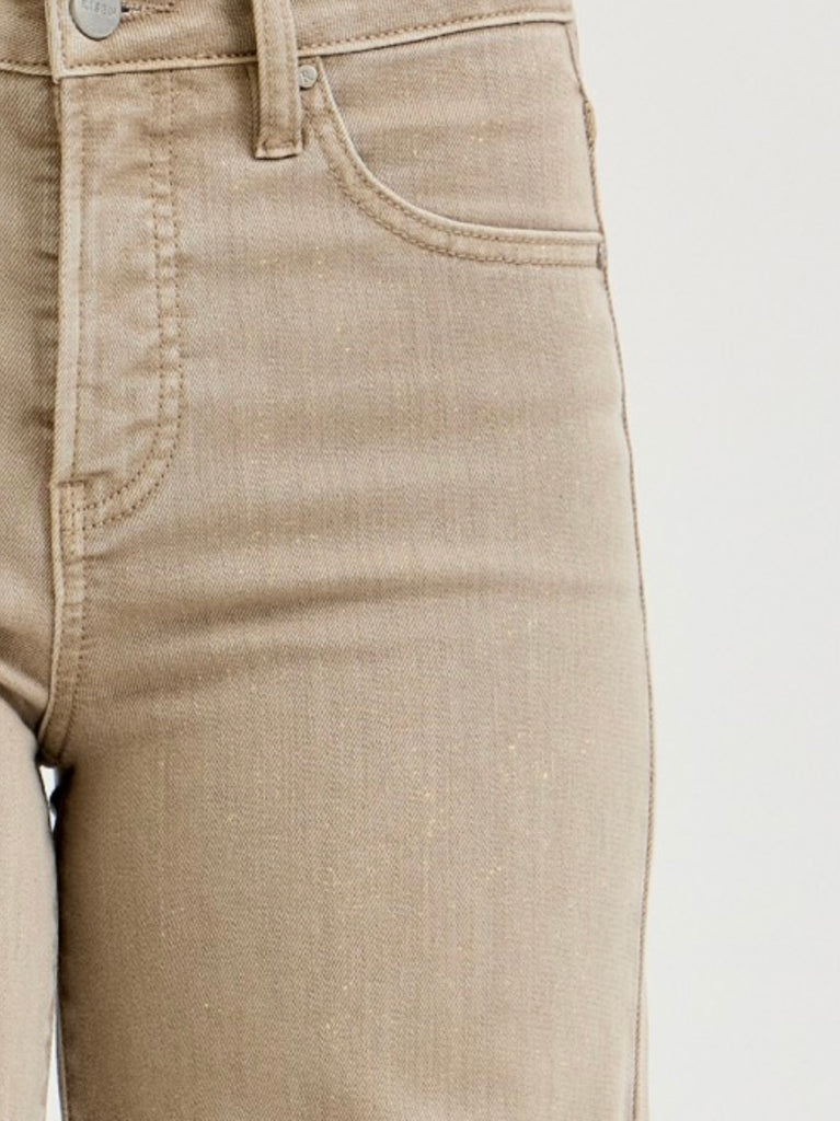 Brenna High-Rise Wide Leg Denim - Latte Shimmer