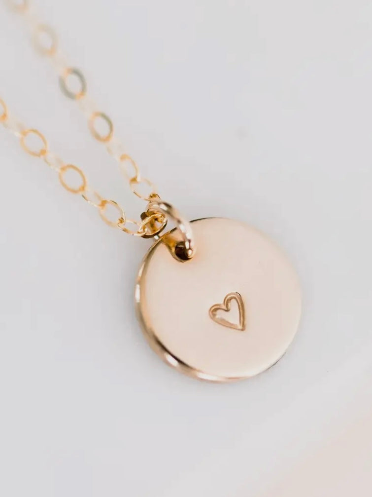 Linda Heart Disc Necklace - Gold