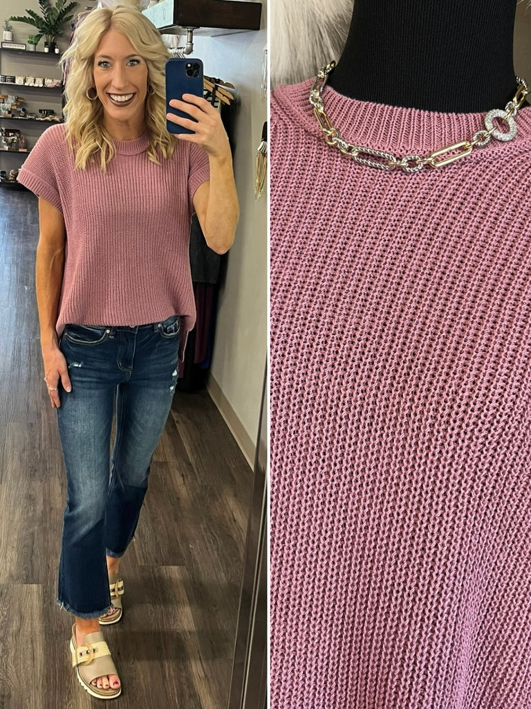 Elodie Knitted Top - Dusty Mauve