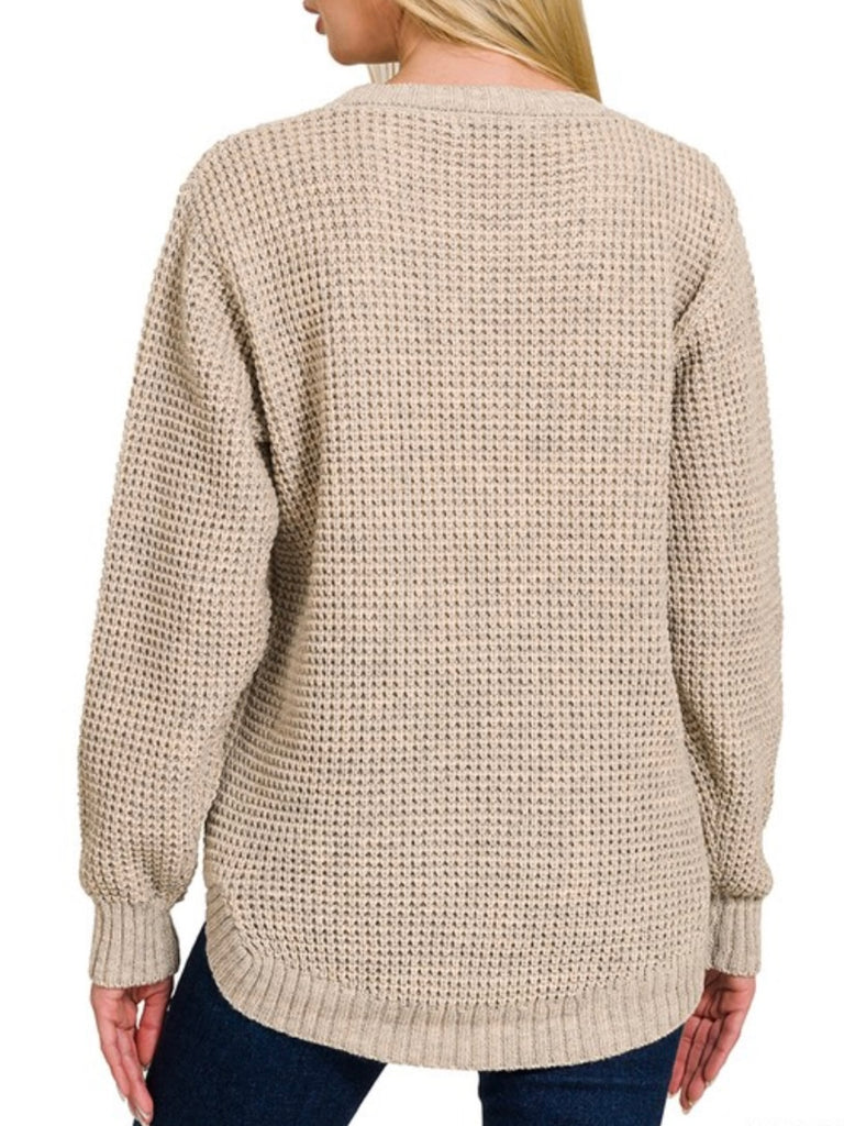 Terri Waffle Knit Sweater - Latte