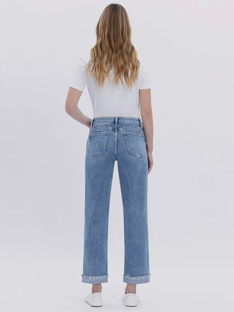 Brandie High-Rise Cuffed Crop Straight Denim