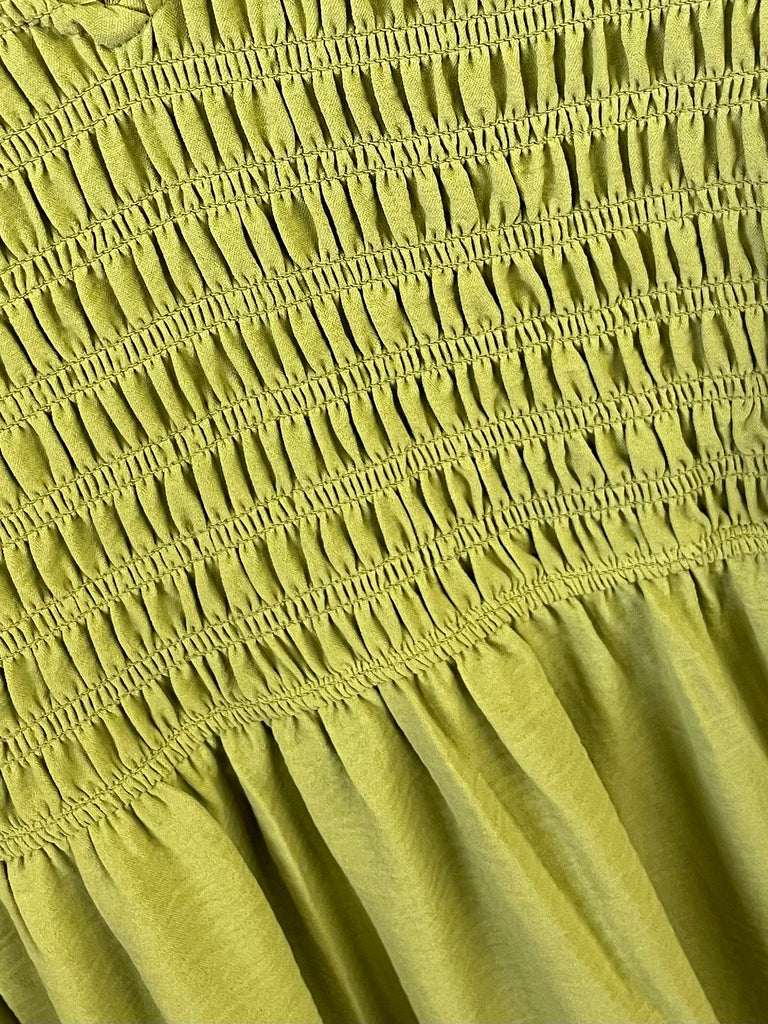 Grace Flutter Sleeve Dress - Chartreuse
