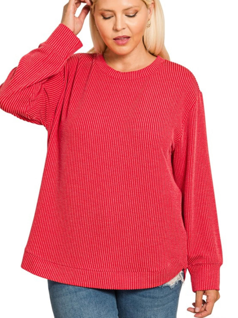 Maddie Ribbed Long Sleeve - Red