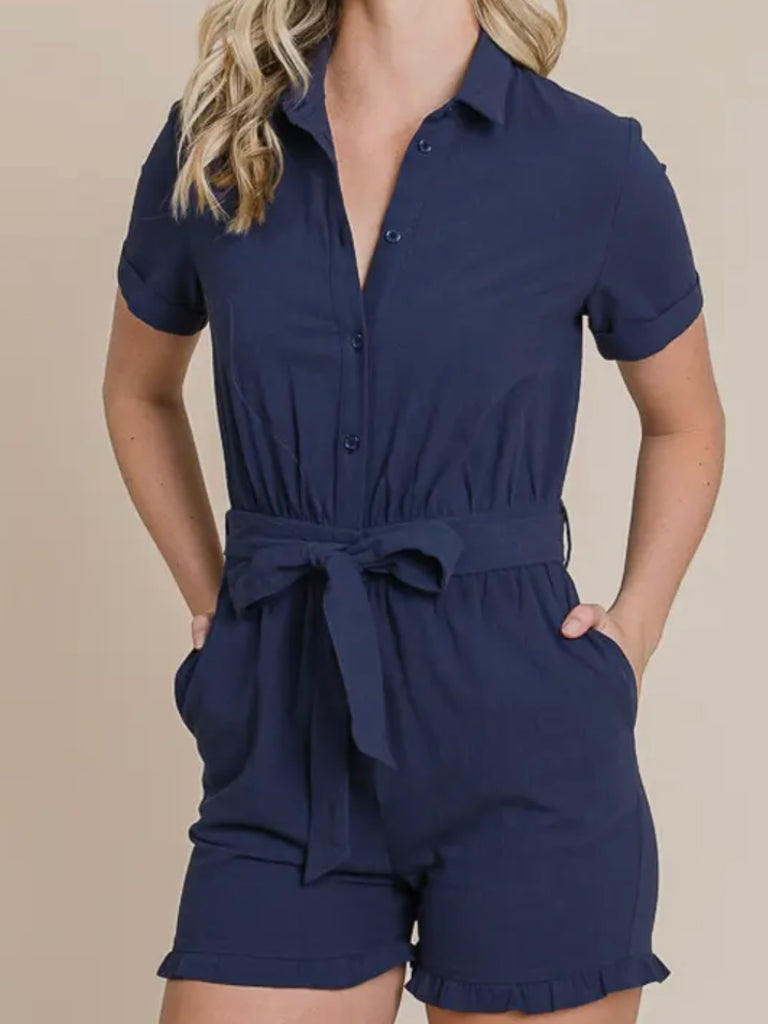 Lauren Tied Romper-Navy