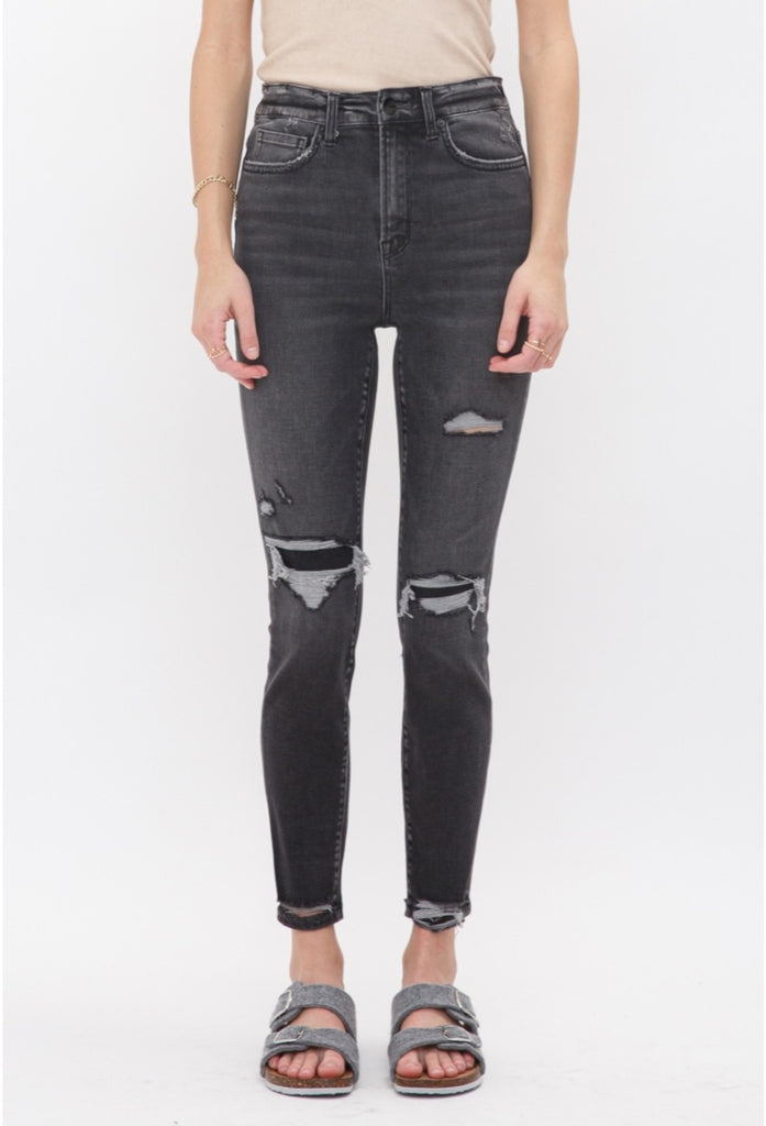 Regina High Rise Charcoal Skinny with Patch