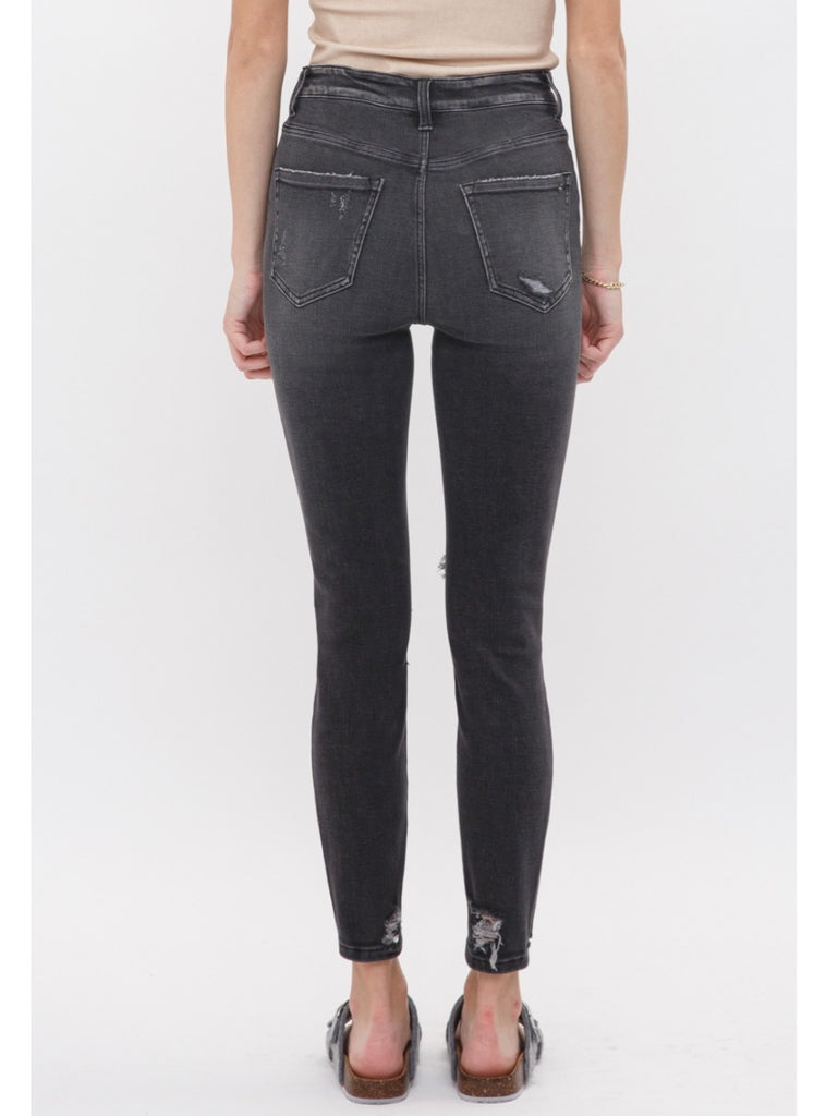 Regina High Rise Charcoal Skinny with Patch