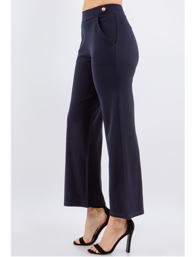 Stef Kick-Crop Dress Pant - Navy