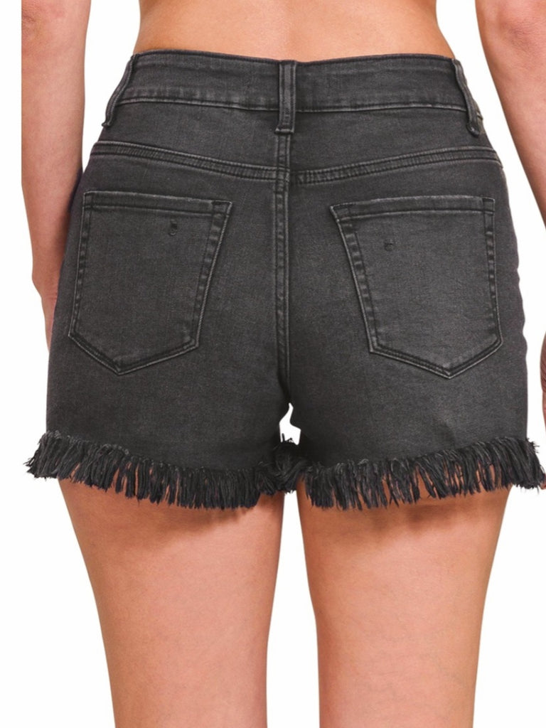 Chantelle Charcoal Fringe Shorts