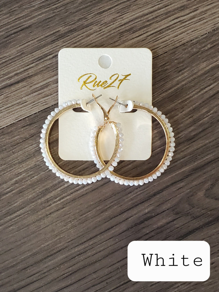 Beaded Hoop Earrings - Brights