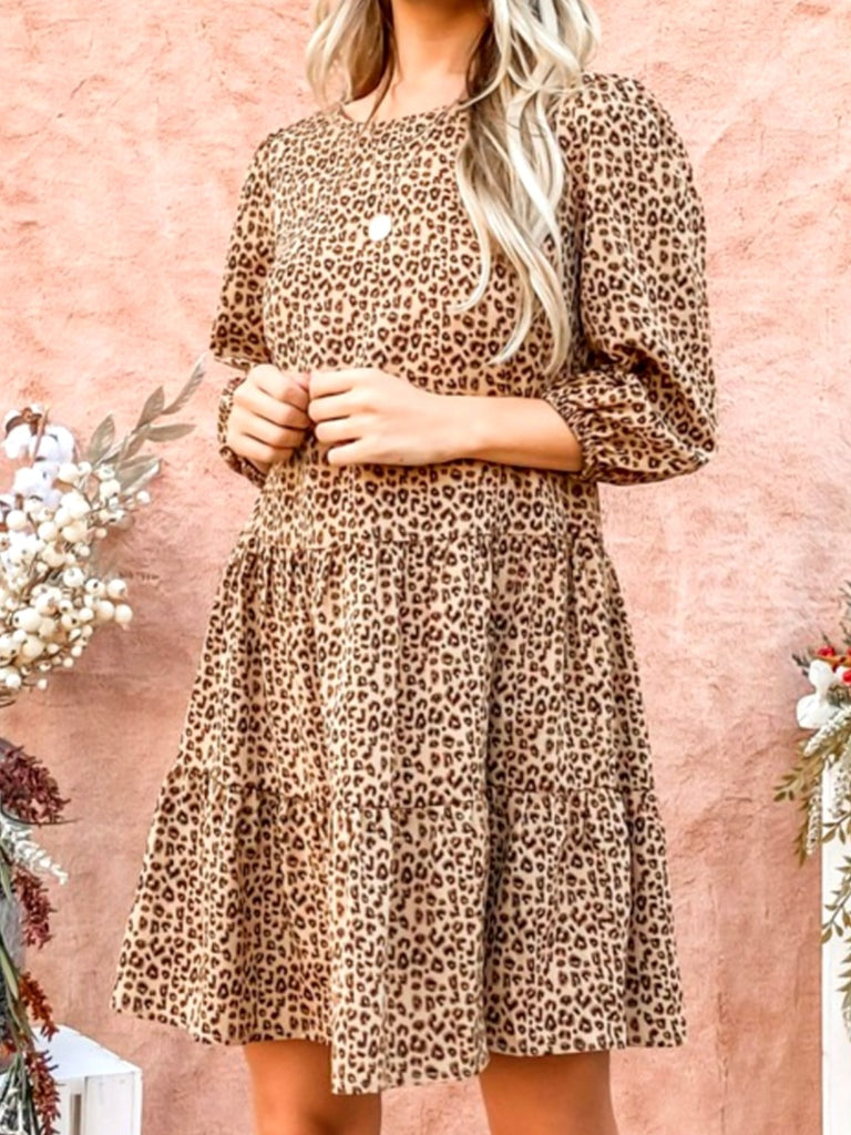 London Leopard Print Baby Doll Dress