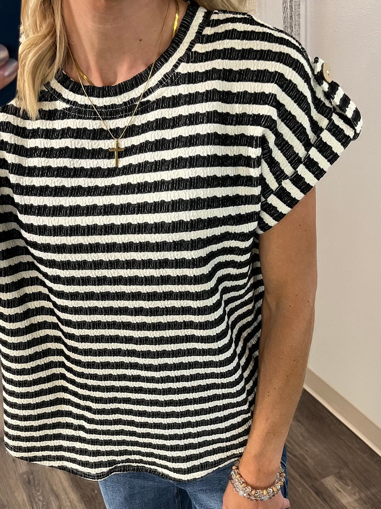 Carla Button Accent Top