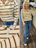 Trinity Collared Sweater - Gold/Burgundy
