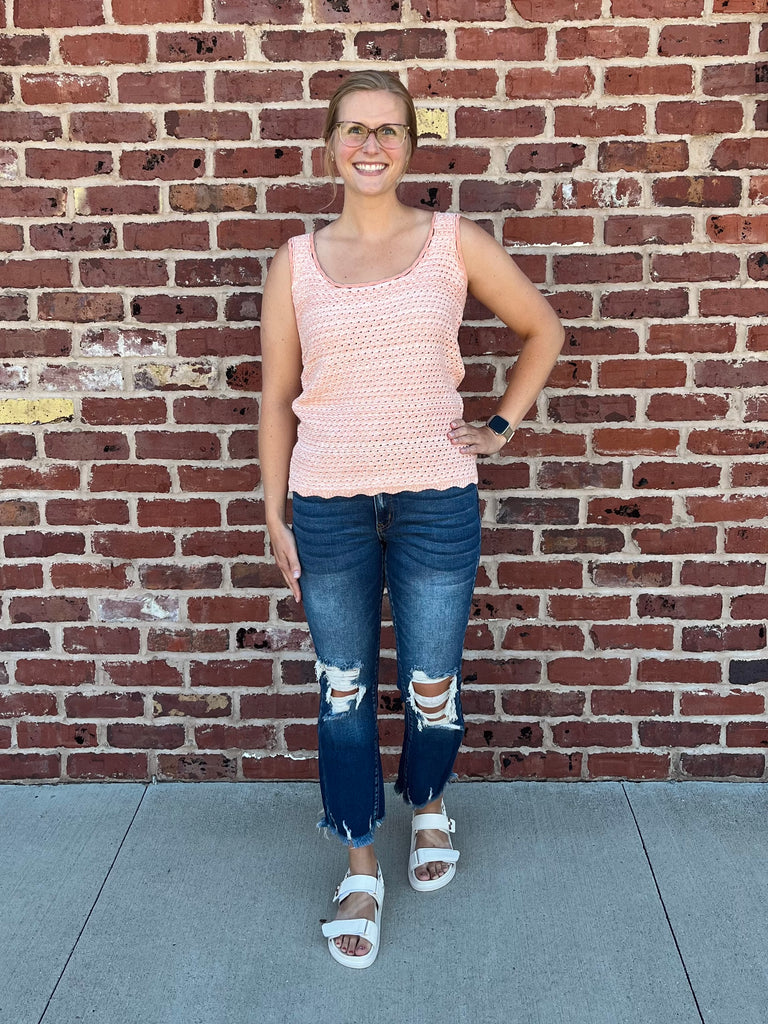 Vaeda Crochet Tank - Peach
