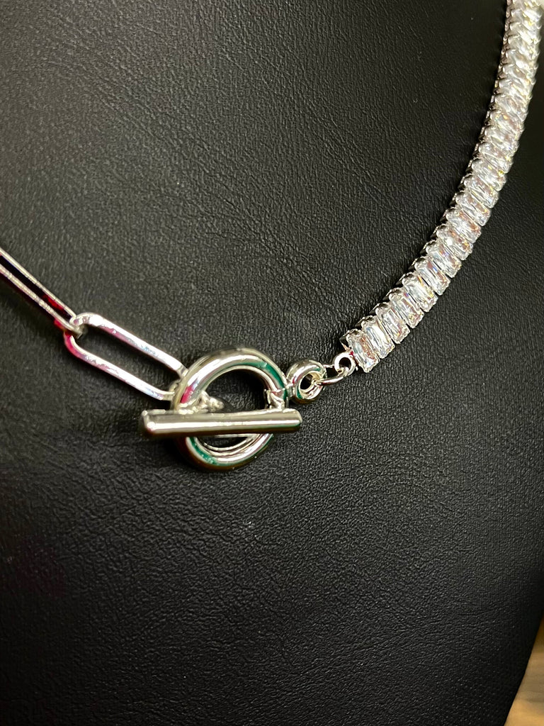 Hope Tennis Chain and Loop Necklace - Silver