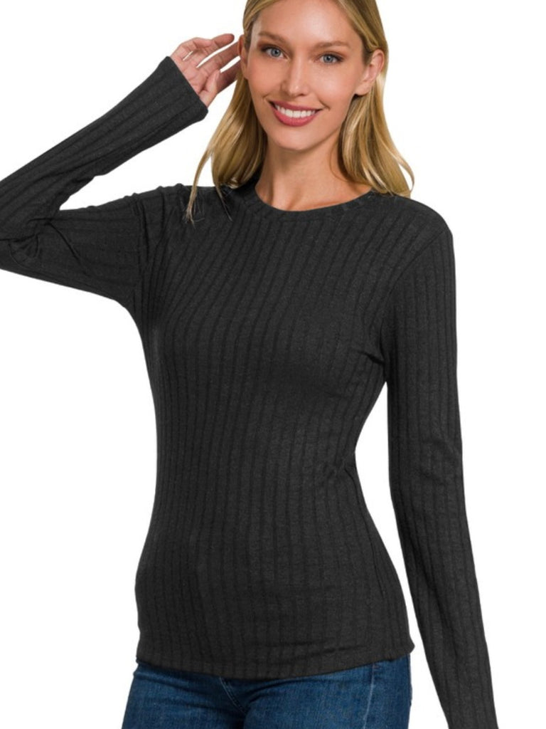 Sadie Ribbed Long Sleeve - Black