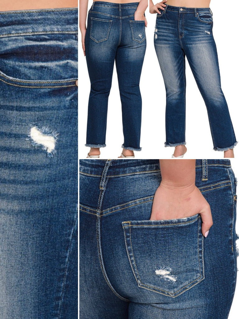 Brenna High-Rise Raw Hem Crops