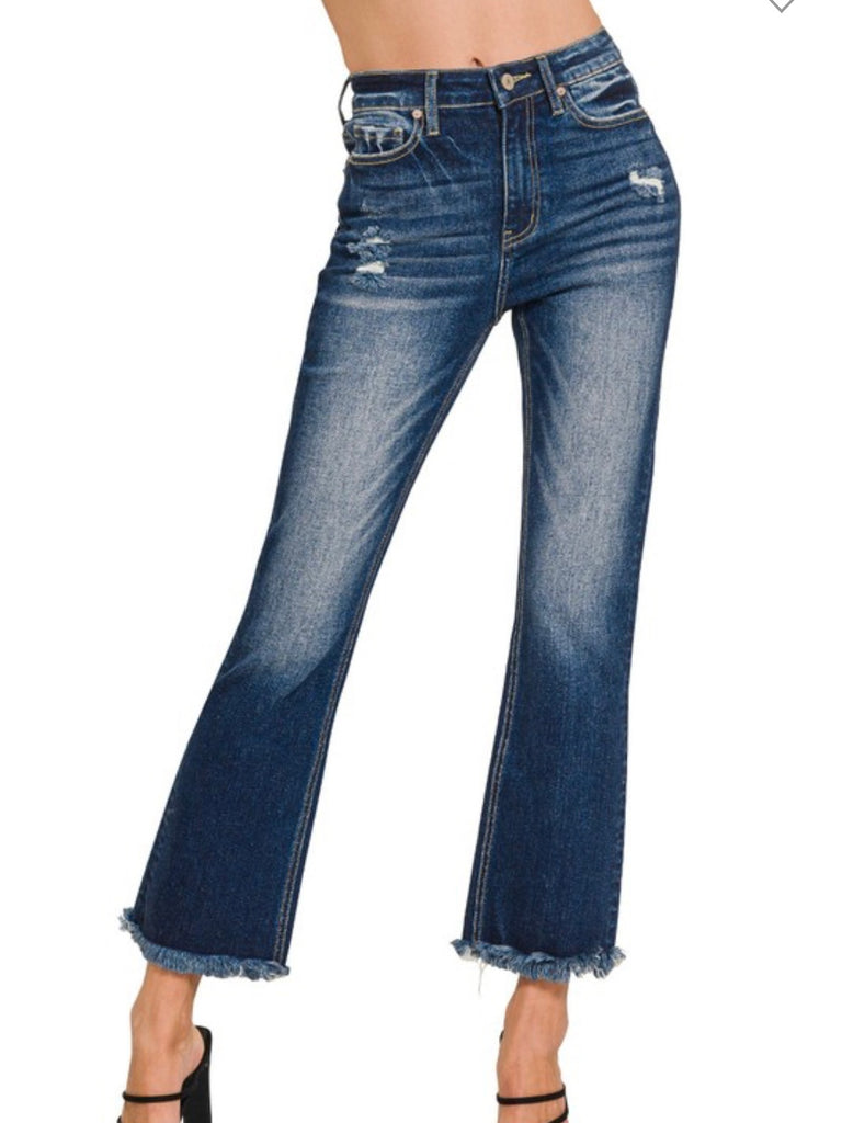 Brenna High-Rise Raw Hem Crops