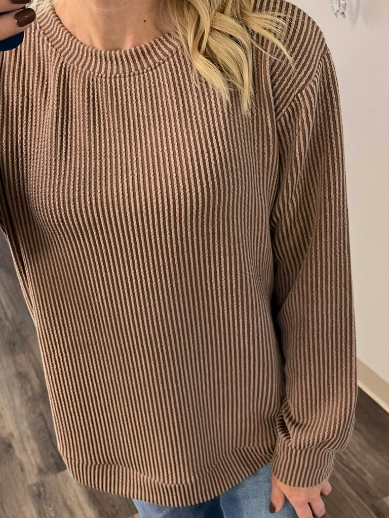 Maddie Ribbed Long Sleeve - Mocha