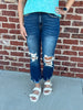 Mallory Distressed Kick - Crop Denim