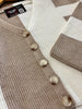 Rhonda Color-Block Cardigan - Taupe/Cream