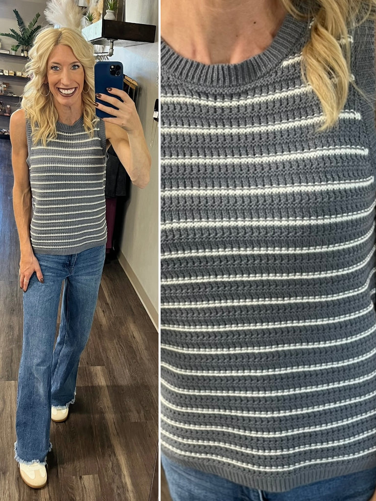 Kari Knit Sweater Tank - Slate