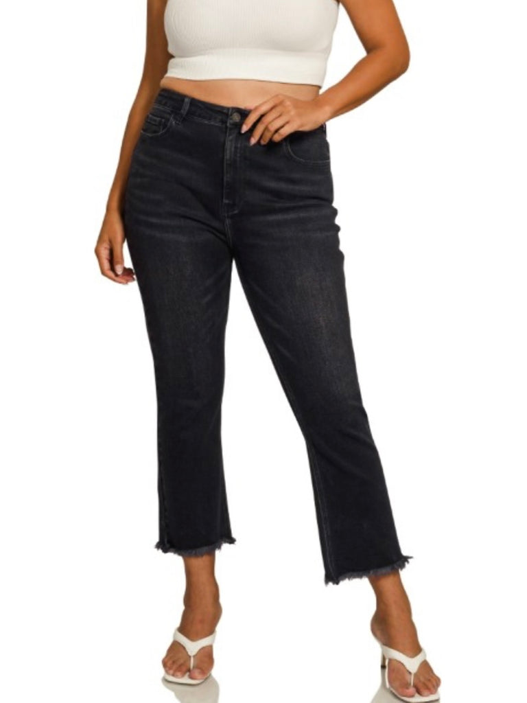 Terrin High-Rise Straight Denim - Charcoal