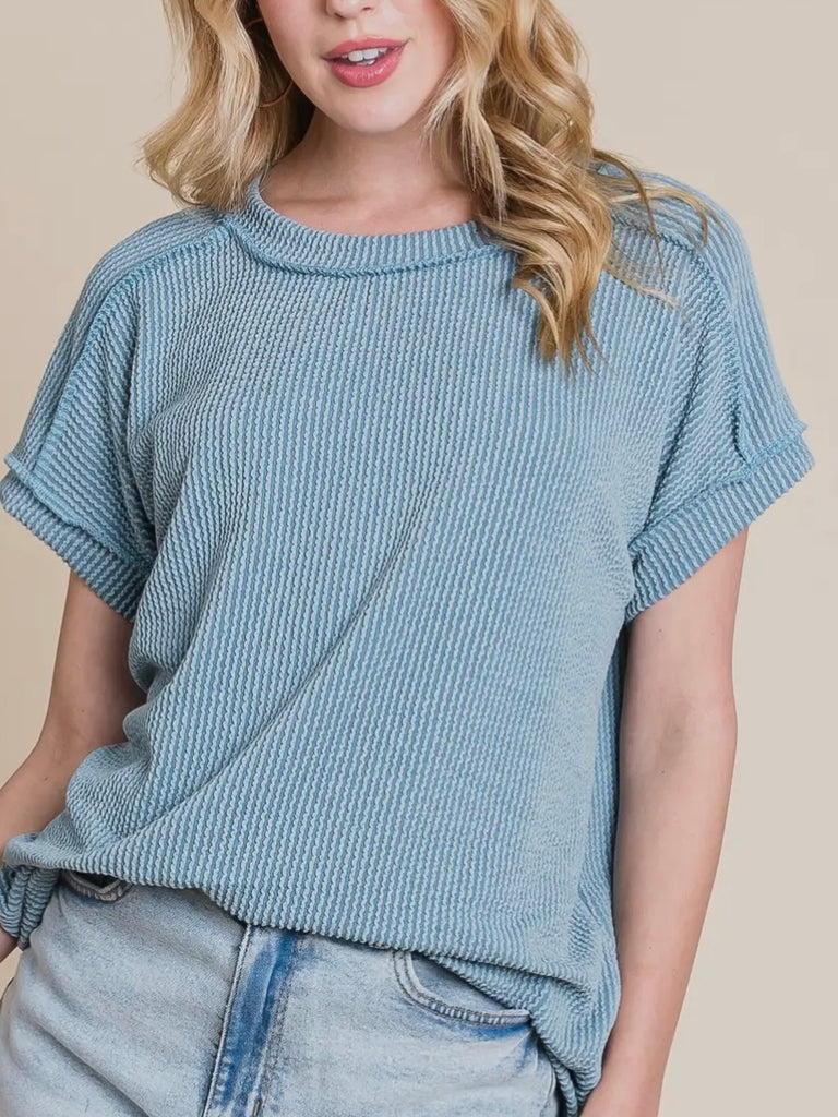 Hallie Ribbed TShirt - Denim