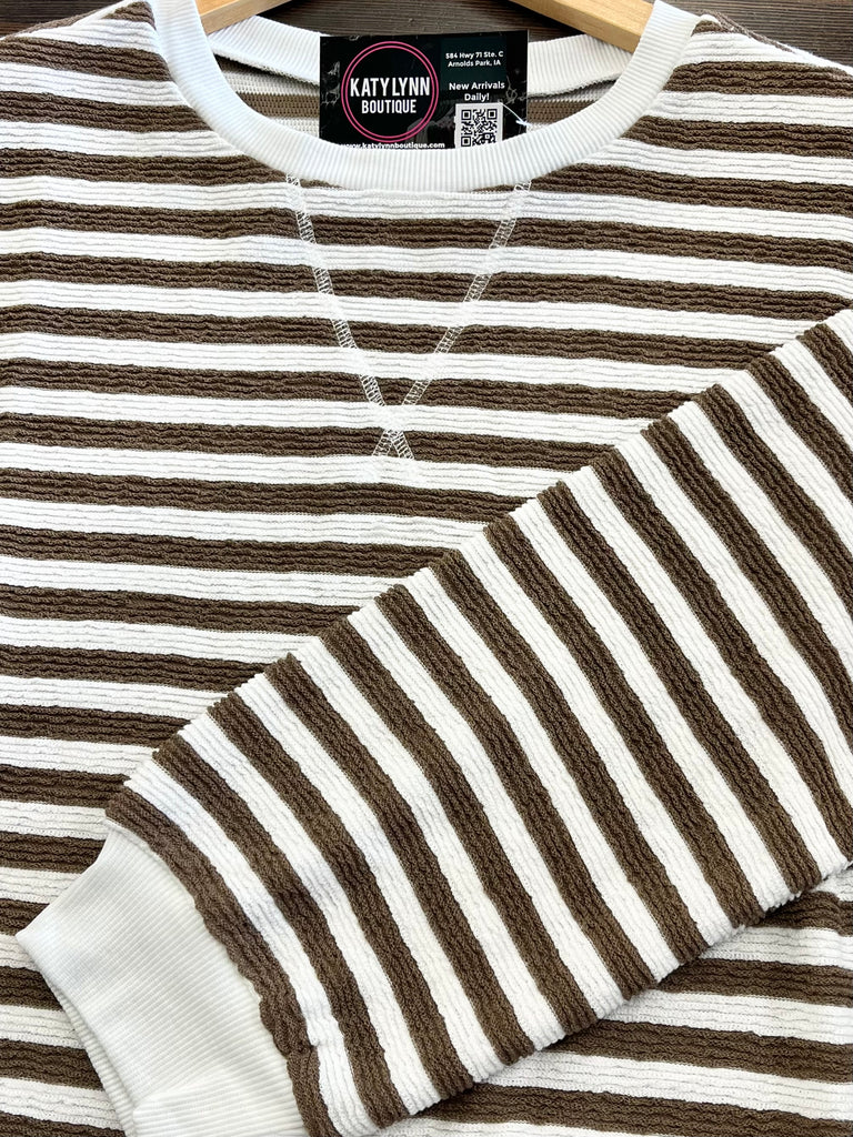 Claire Striped Crewneck Mocha