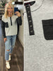Dalia Colorblock So-Soft Long Sleeve - Charcoal