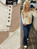 Eliza Button Color Blocked Top - Oatmeal/Taupe