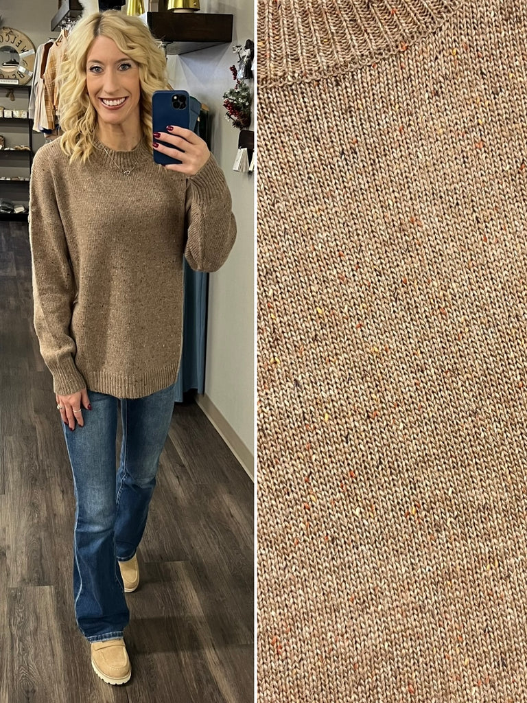 Courtney Speckle Knit Sweater - Mocha