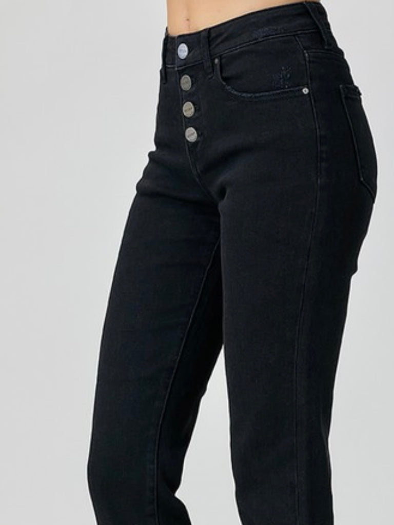 Tiff Mid-Rise Button-Down Denim