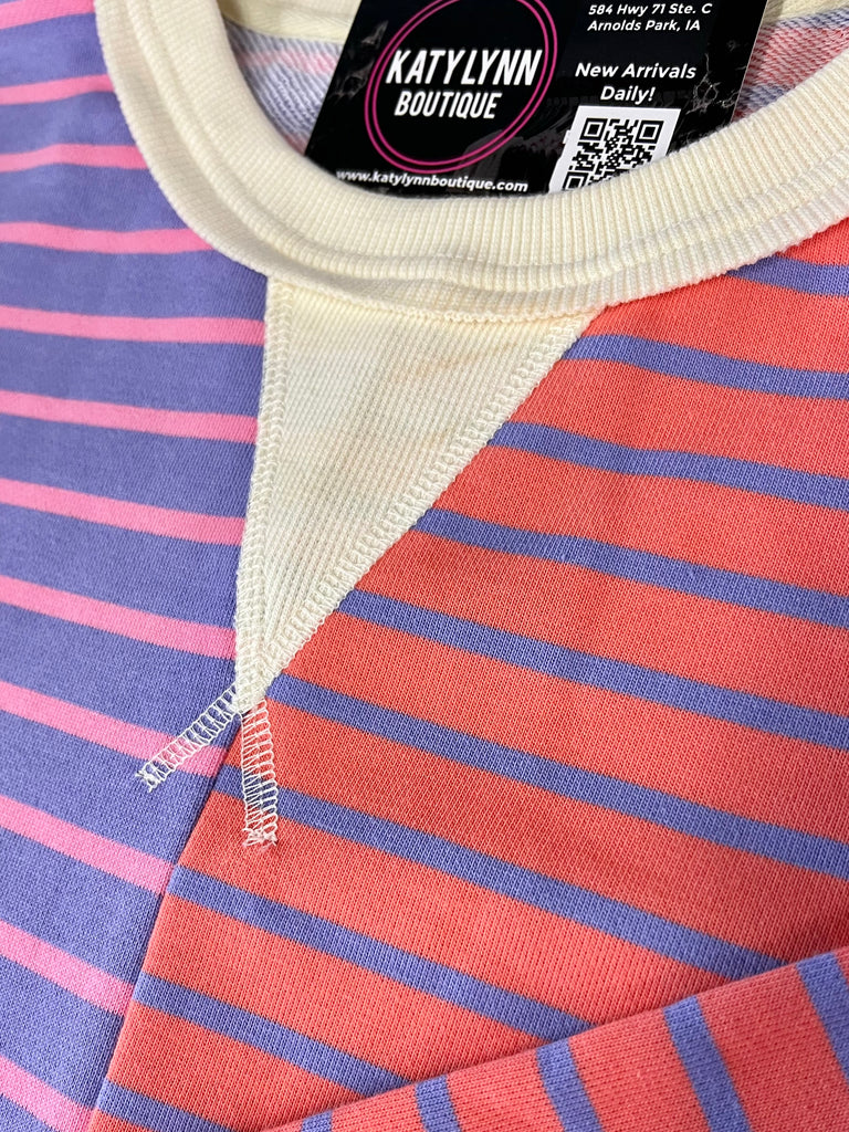 Jade Contrast Striped Crewneck